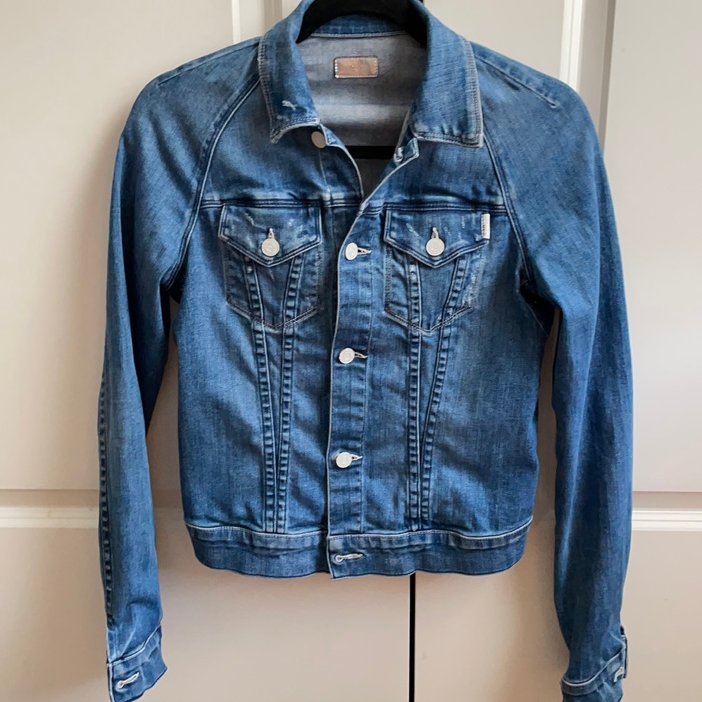 Denim jacket with. Slightly distressed